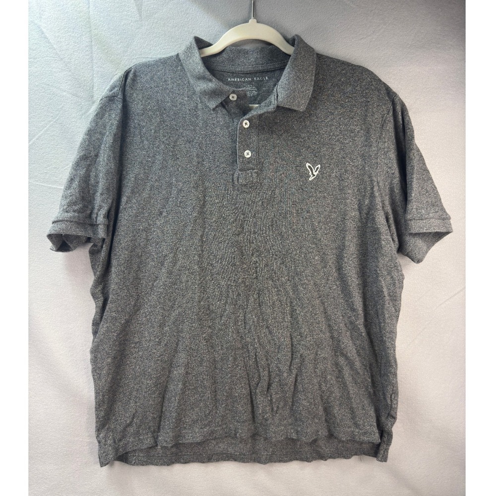 Normcore Preppy Collegiate American‎ Eagle Polo Shirt Mens Large Heather Gray